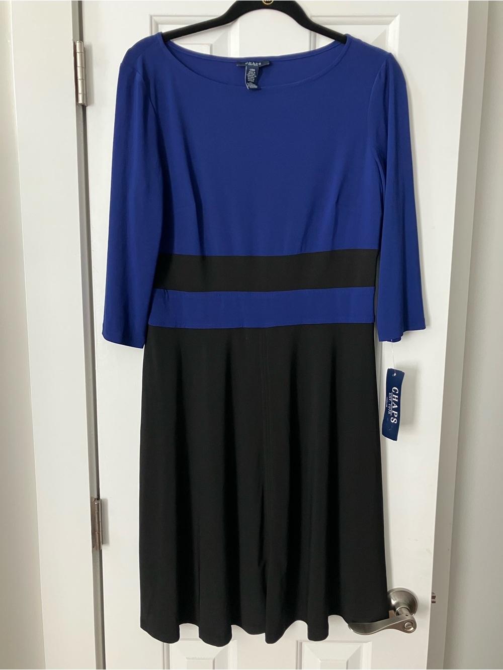 Chaps Royal Blue and Black Midi Dress